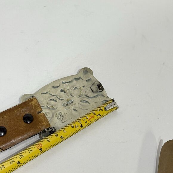 Vintage Firenze Leather Belt 36 Removable Nickel Silver Cow Buckle Argentina - Picture 15 of 16